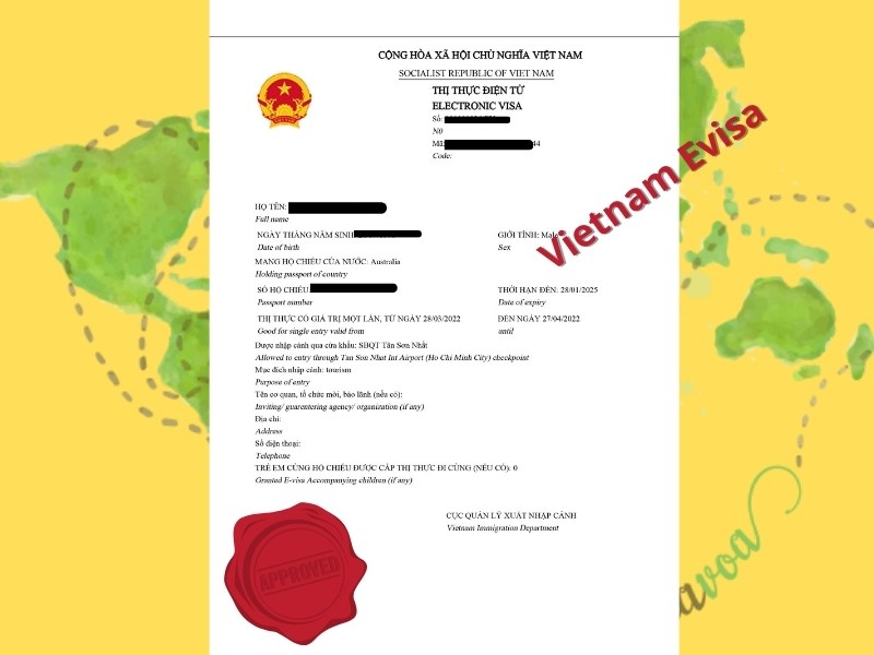 Vietnam E-visa sample
